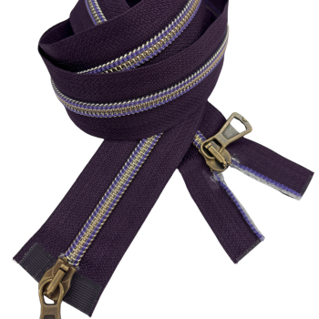 2-Wege-Reißverschluss Pflaume Antikmessing Lila